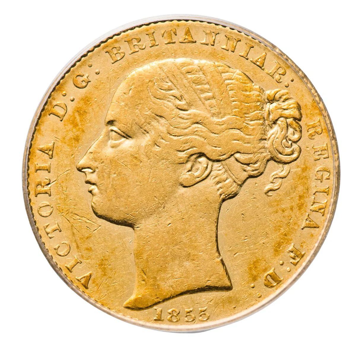 1855 Sydney Mint Sovereign Type I PCGS XF45 - Image 2