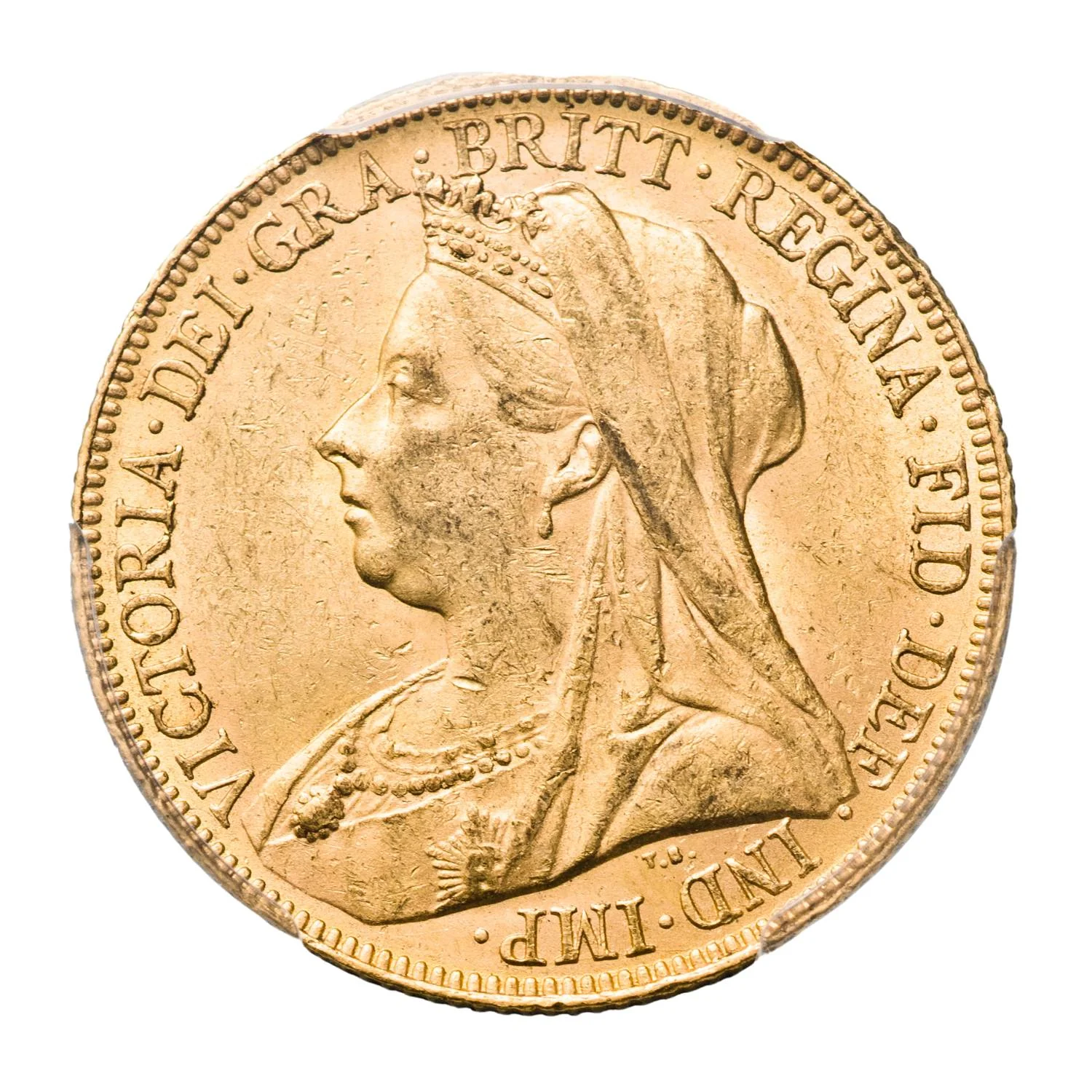 Queen Victoria 1899P Veiled Head Gold Sovereign PCGS AU58 - Image 3