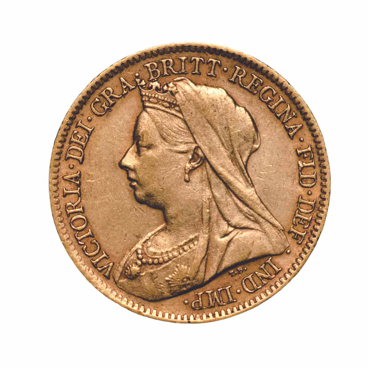1900 Perth Queen Victoria Veiled Head Gold Half Sovereign Fine-Very Fine - Image 2