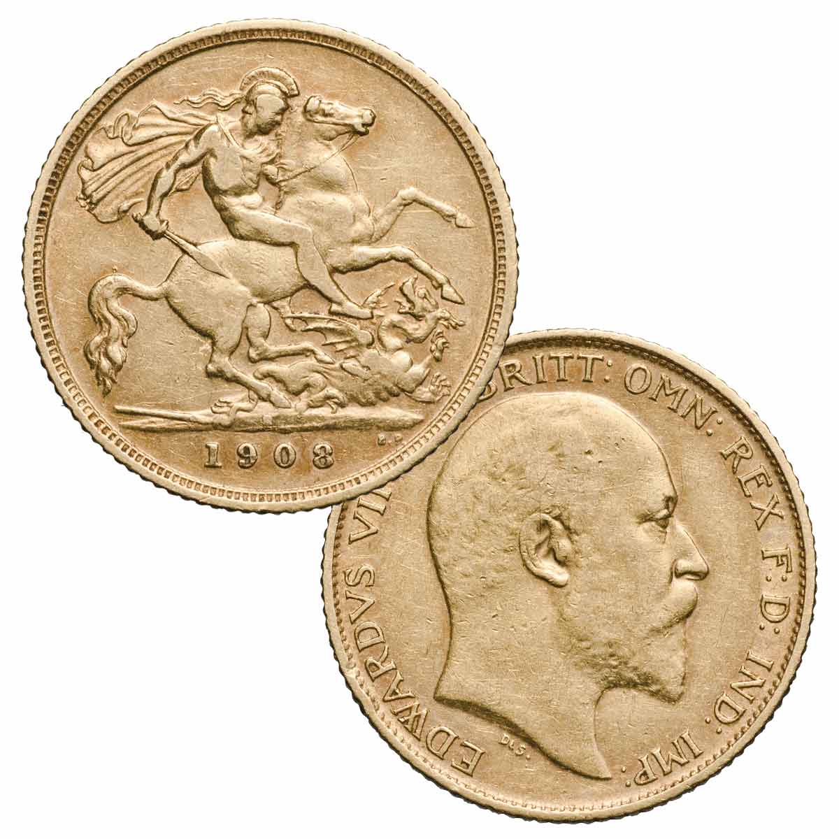 1902-16 Sydney Mint Half Sovereign Two Kings Pair about Very Fine-about Uncirculated - Image 2