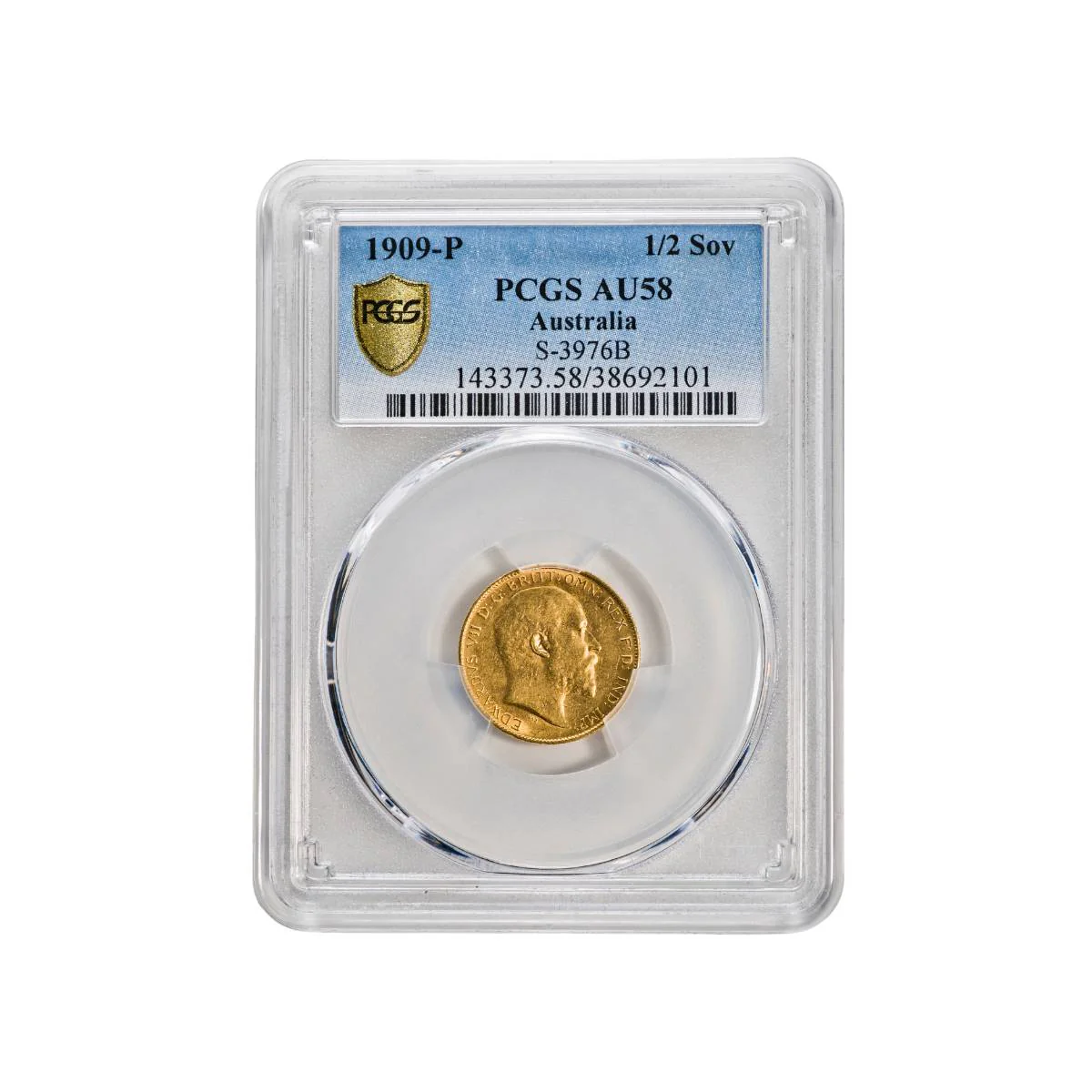1909 Perth Edward VII Gold Half Sovereign PCGS AU58