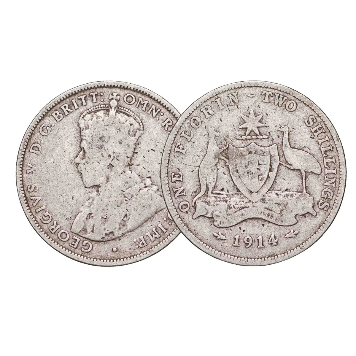 Australia George V 1911-18 Florin Good-Very Good 8-Coin Set (Mints of our choice) - Image 5
