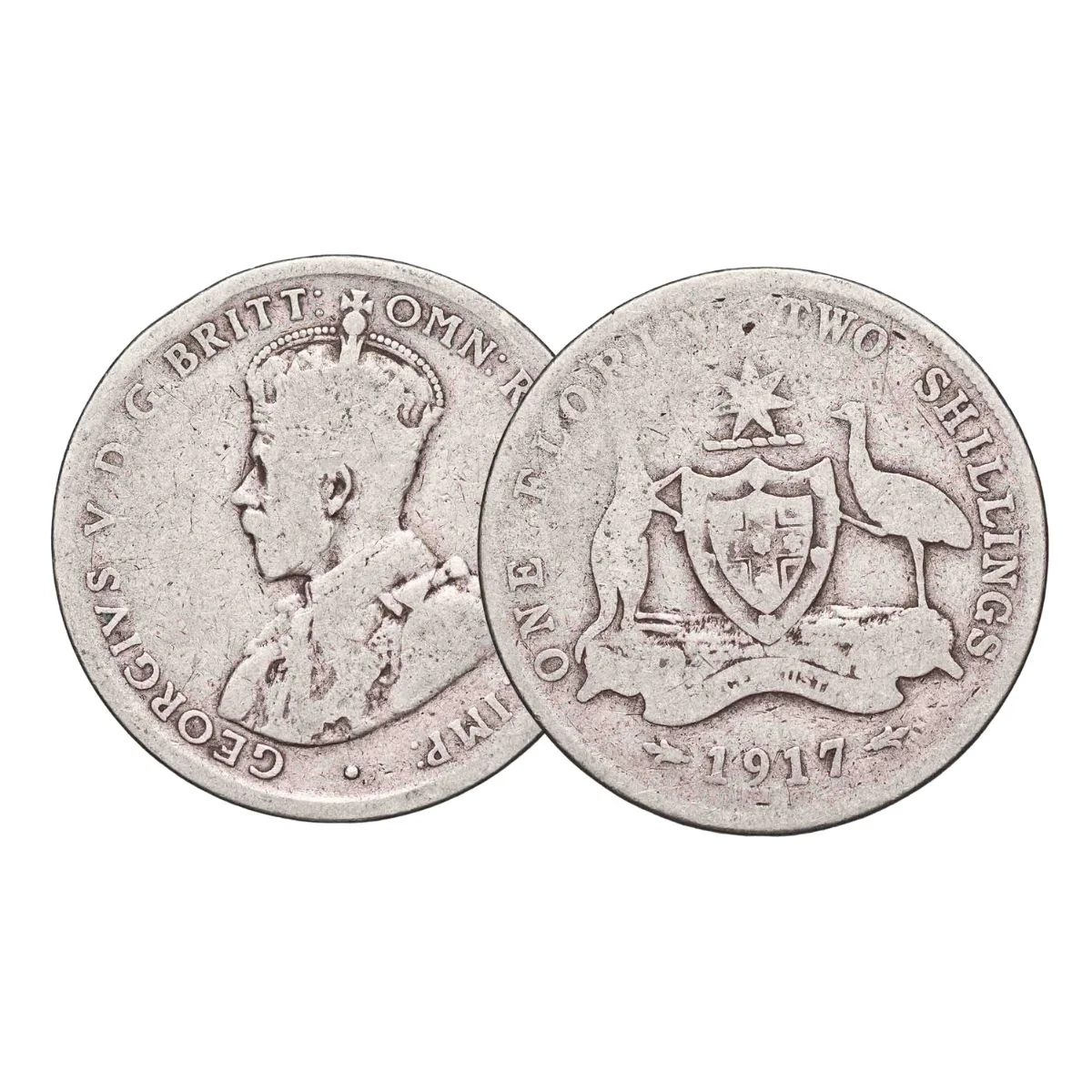 Australia George V 1911-18 Florin Good-Very Good 8-Coin Set (Mints of our choice) - Image 8
