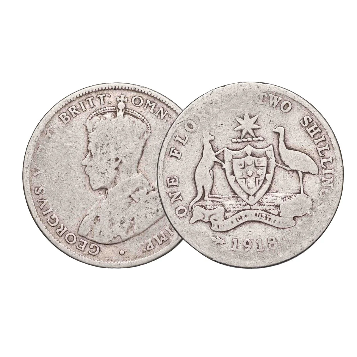 Australia George V 1911-18 Florin Good-Very Good 8-Coin Set (Mints of our choice) - Image 9