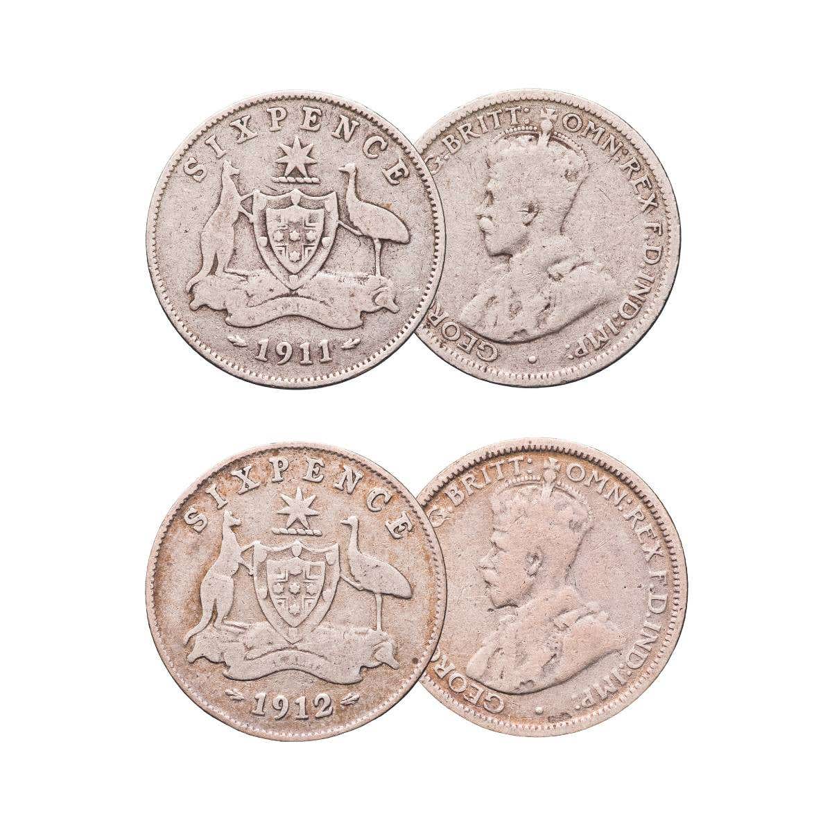 1911 & 1912 Sixpence Pair Good-Very Good