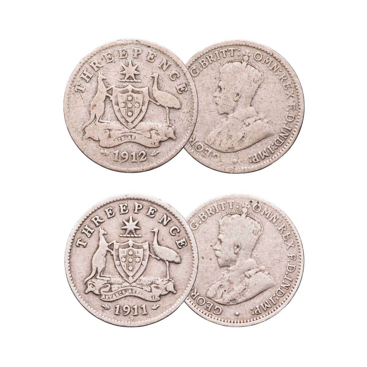 1911 & 1912 Threepence Pair Good-Very Good