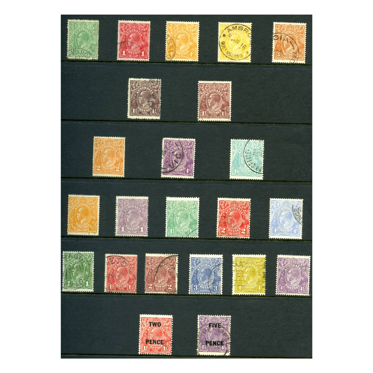 Australia George V 1913-36 Kangaroo & Portrait Definitive 39-Stamp Collection Fine Used - Image 2