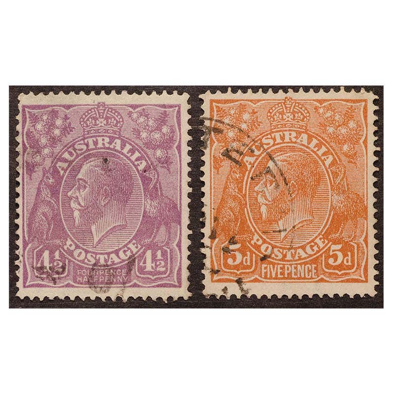 1915-1924 4½d Violet, 5d Brown, 1/4 Blue 3-Stamp Set Fine Used - Image 2
