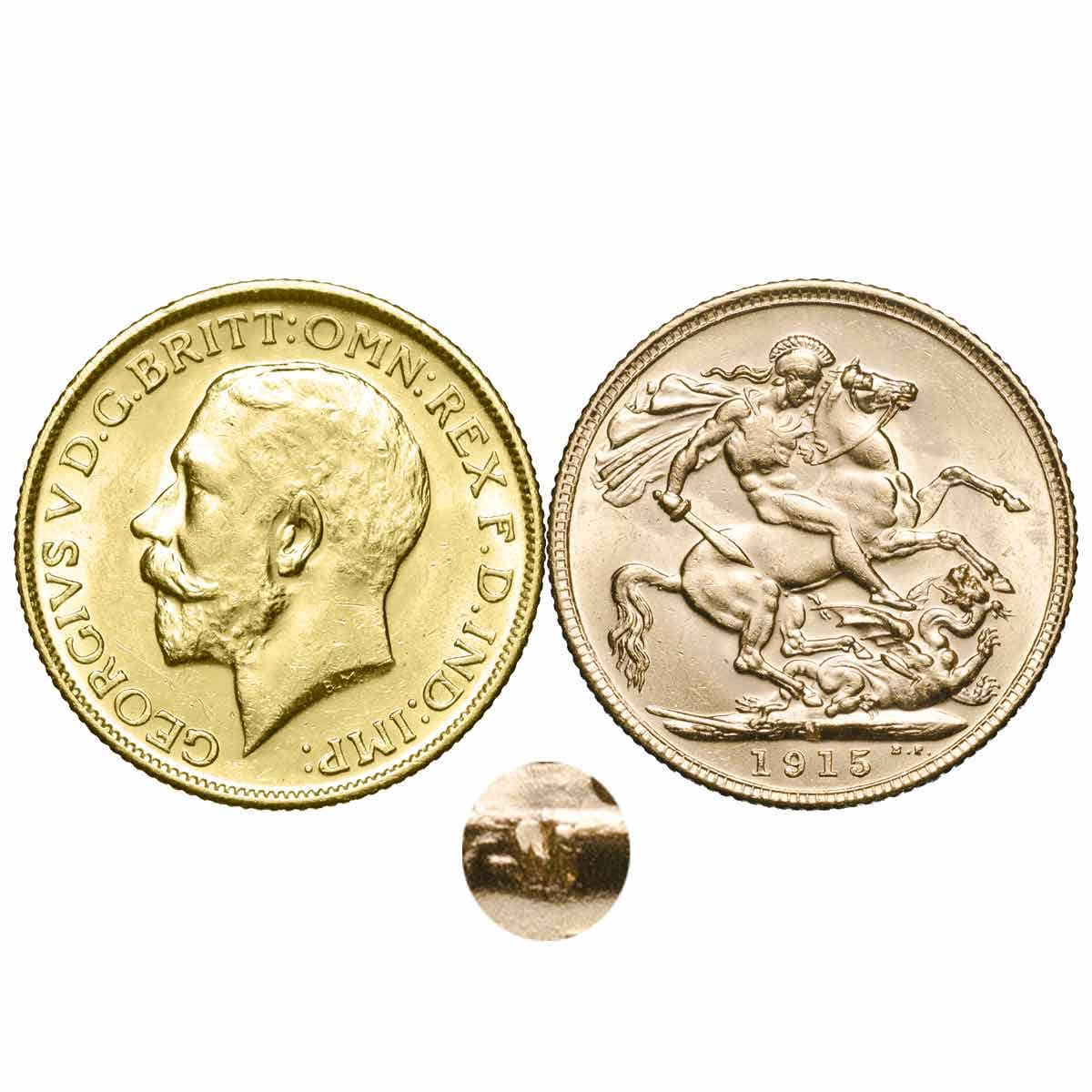 1915 Melbourne Sydney Perth George V Gold Sovereign 3-Coin Set Extremely Fine-about Uncirculated - Image 5