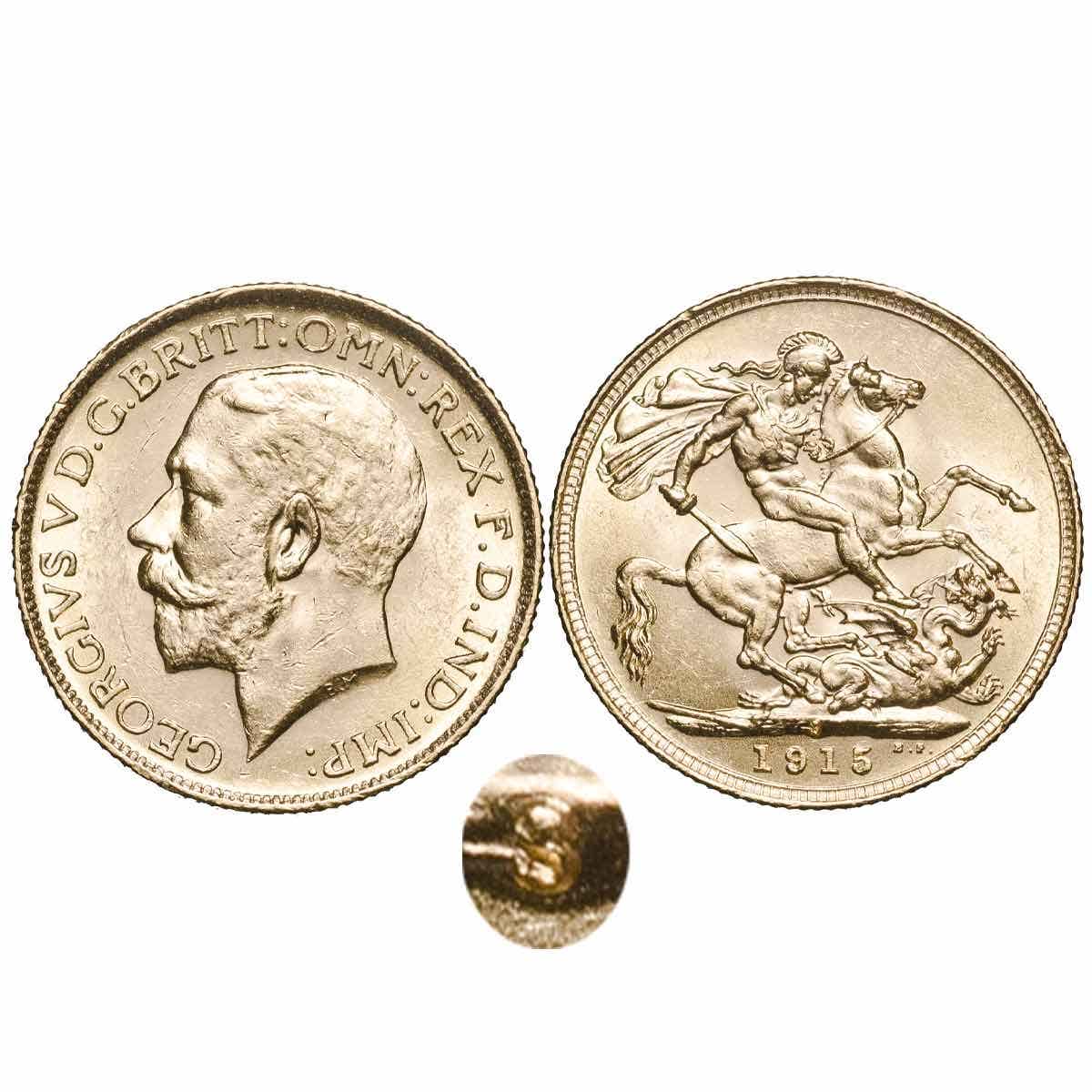 1915 Melbourne Sydney Perth George V Gold Sovereign 3-Coin Set Extremely Fine-about Uncirculated - Image 6