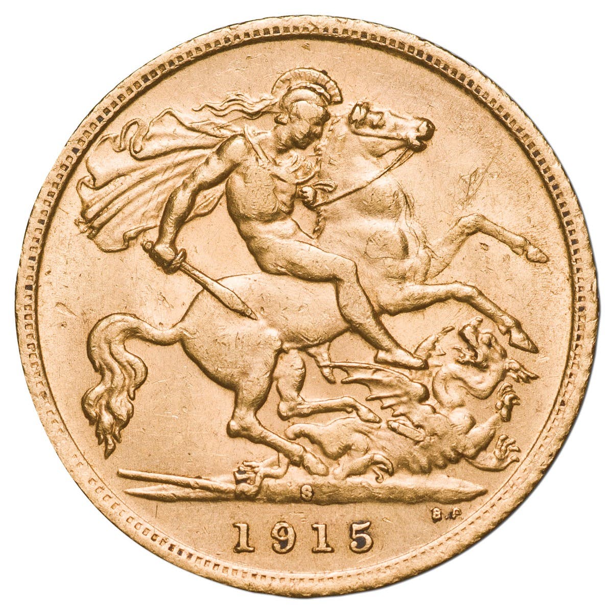 George V 1915S Gold Half Sovereign about Uncirculated