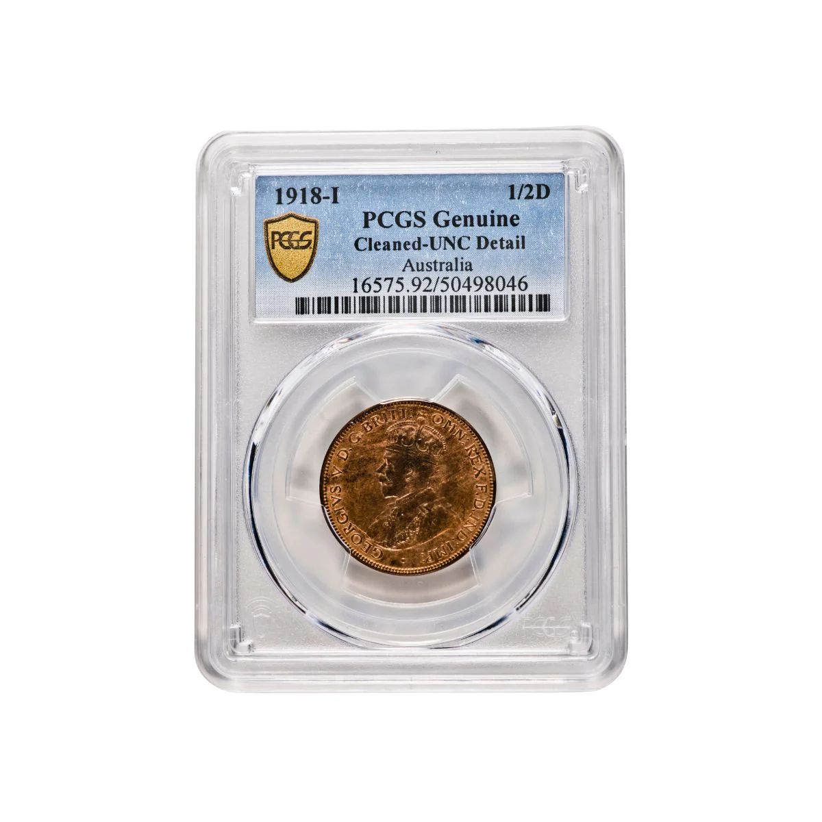 Australia George V 1918I Halfpenny PCGS Cleaned Unc Detail