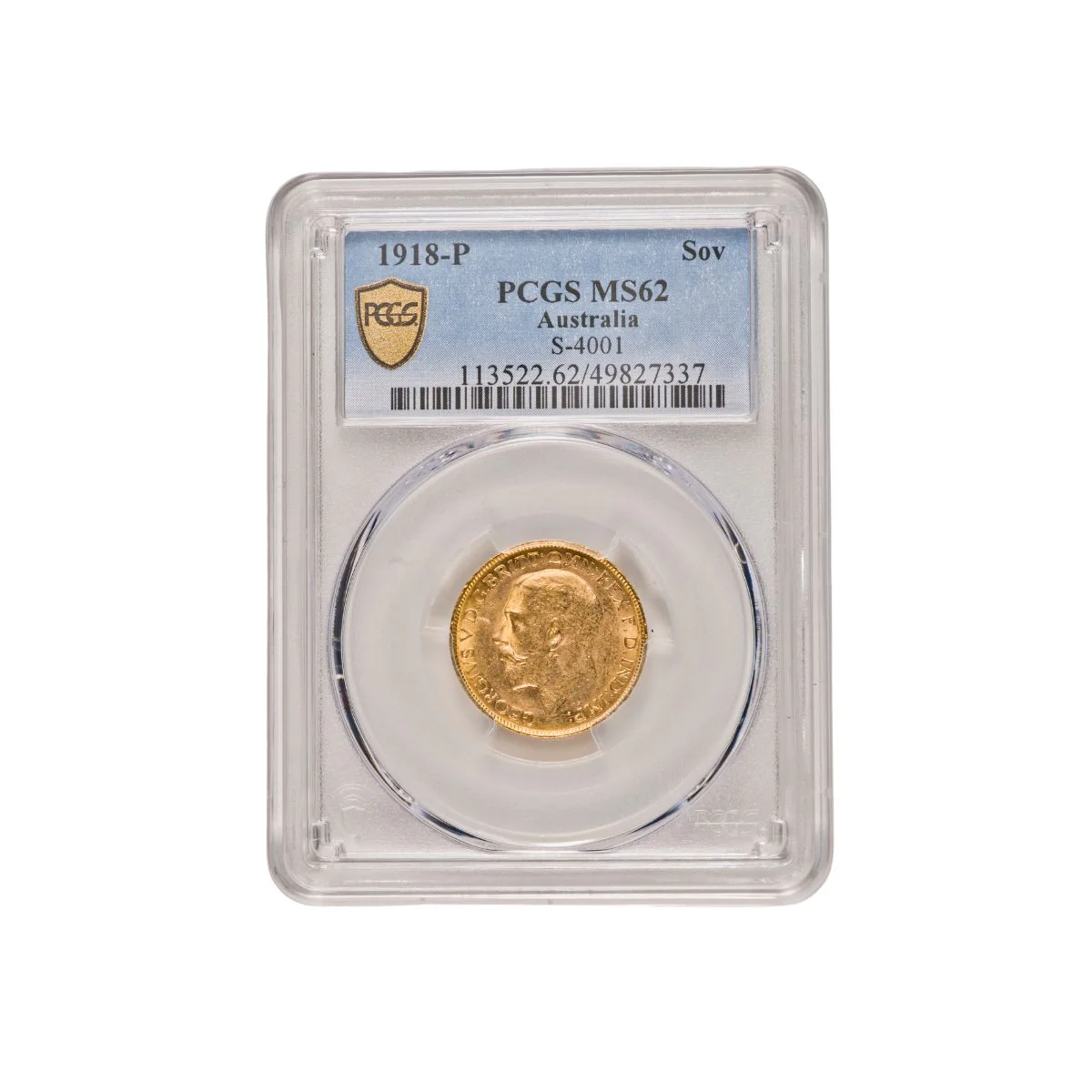 George V 1918P Gold Sovereign PCGS MS62 (Uncirculated)