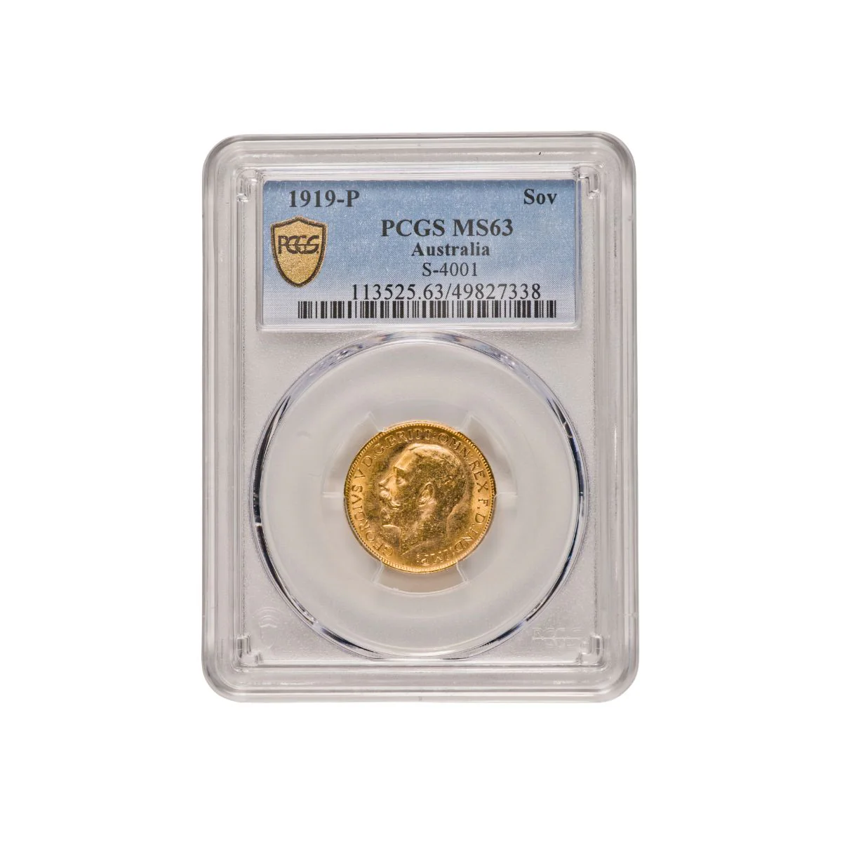 George V 1919P Gold Sovereign PCGS MS63 (Choice Uncirculated)