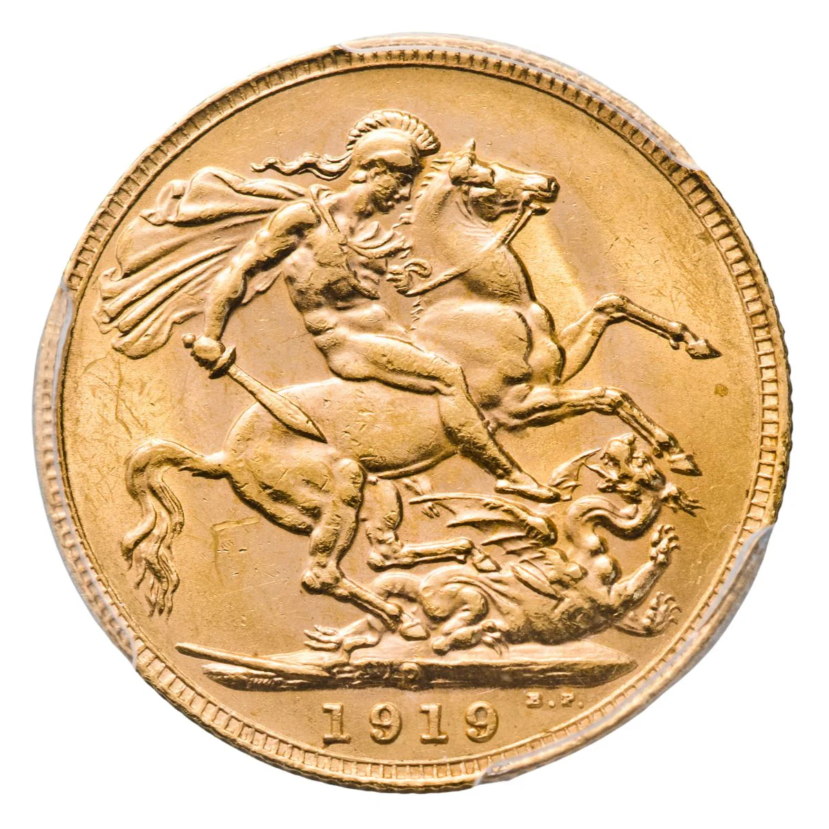George V 1919P Gold Sovereign PCGS MS63 (Choice Uncirculated) - Image 3