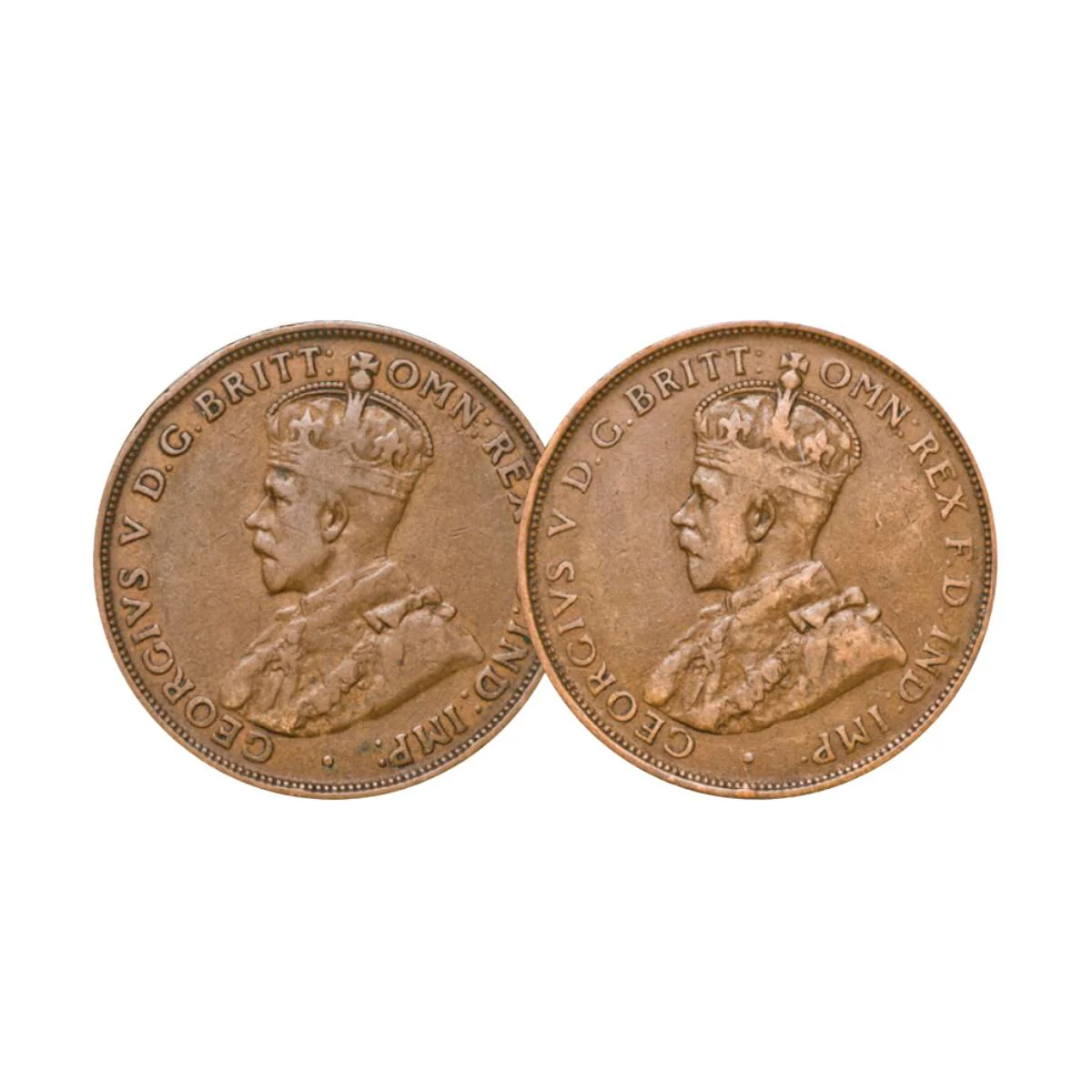 Australia George V 1920 Penny Dot Below London & Indian Die Pair Very Good