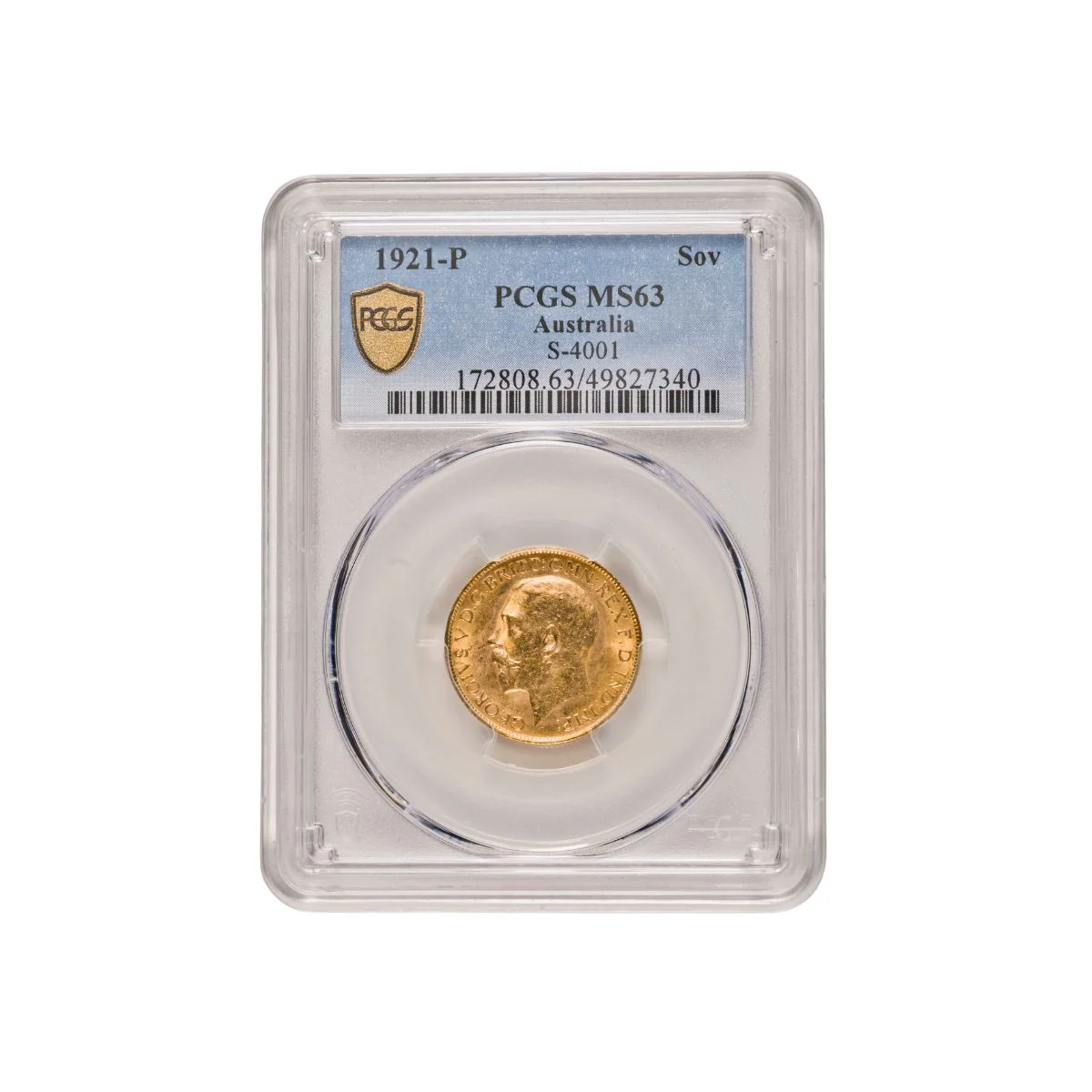George V 1921P Gold Sovereign PCGS MS63 (Choice Uncirculated)