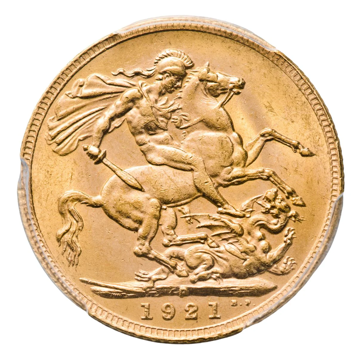 George V 1921P Gold Sovereign PCGS MS63 (Choice Uncirculated) - Image 3