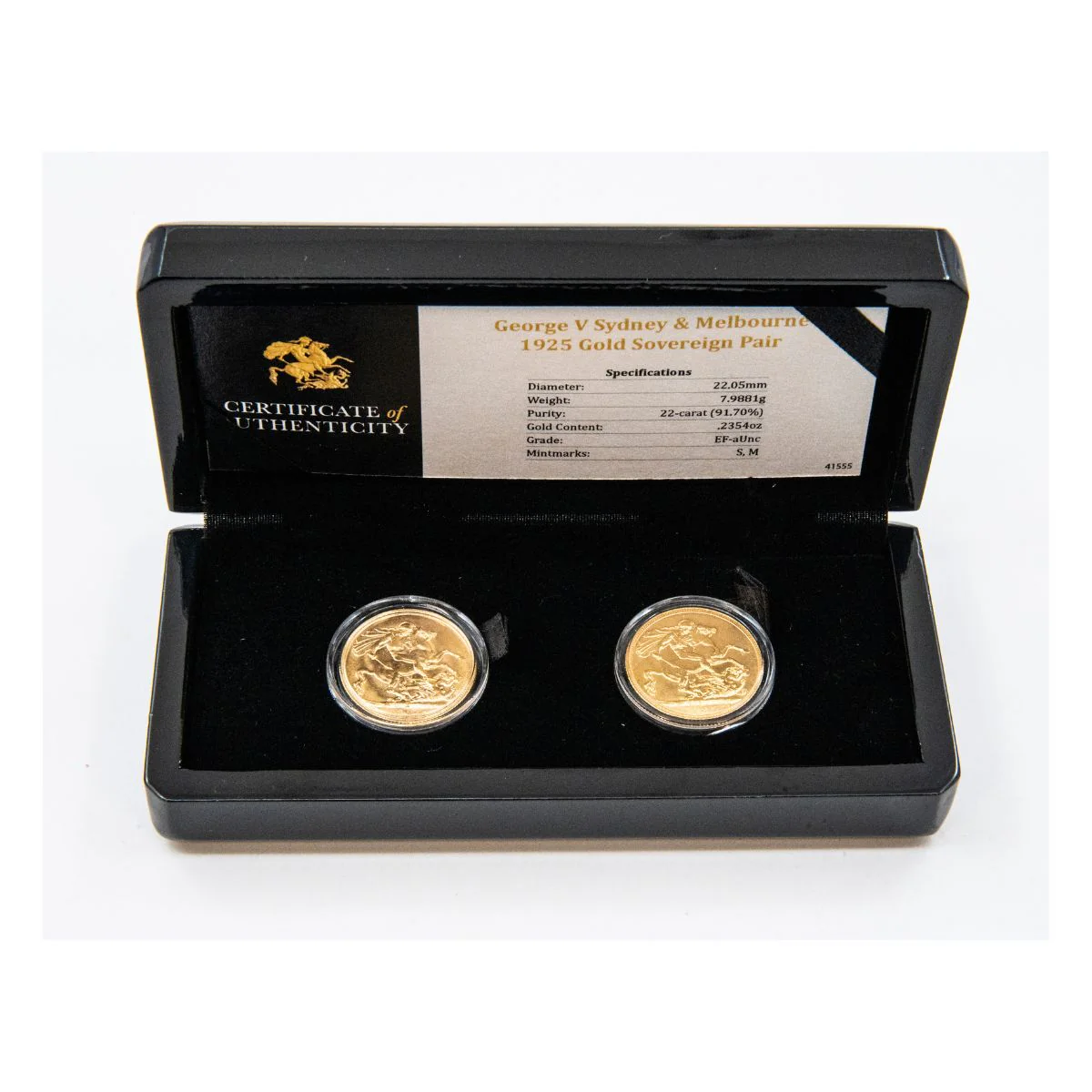 George V Sydney & Melbourne 1925 Gold Sovereign Pair Extremely Fine-about Uncirculated