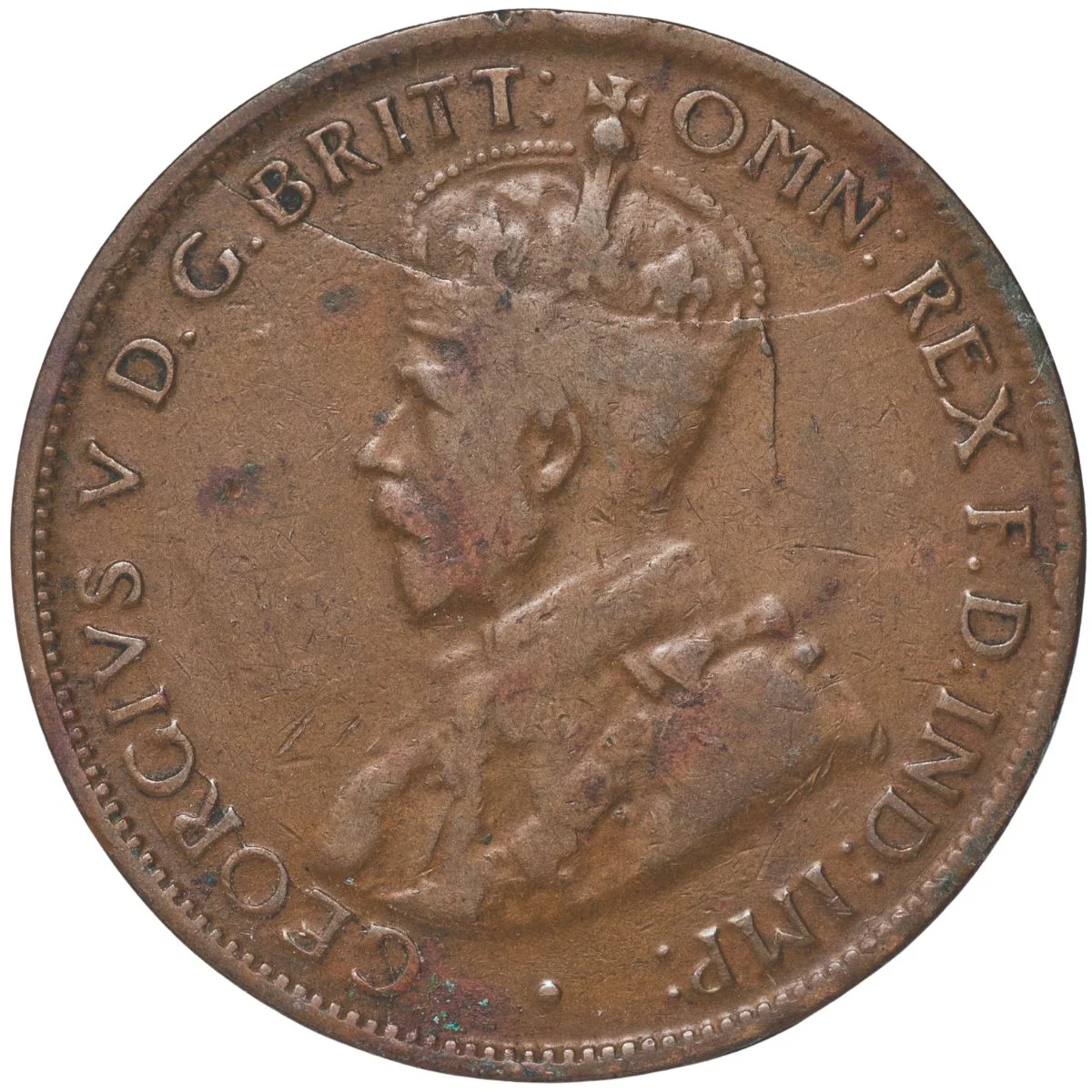 1926 Halfpenny "Half Moon" Die Crack W/ Normal Pair VG - Image 2