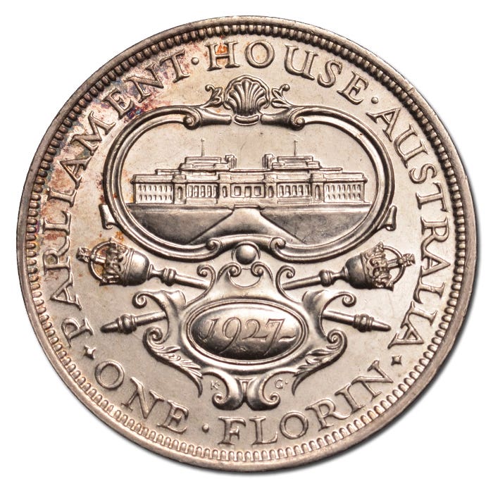 George V 1927 Canberra Florin Uncirculated - Image 4