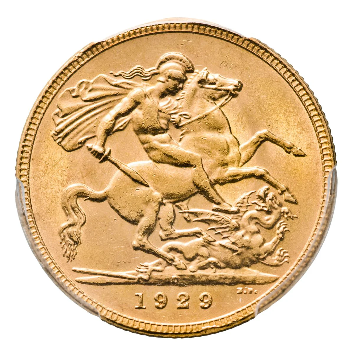 1929 Perth George V Gold Sovereign PCGS AU58 about Uncirculated - Image 3
