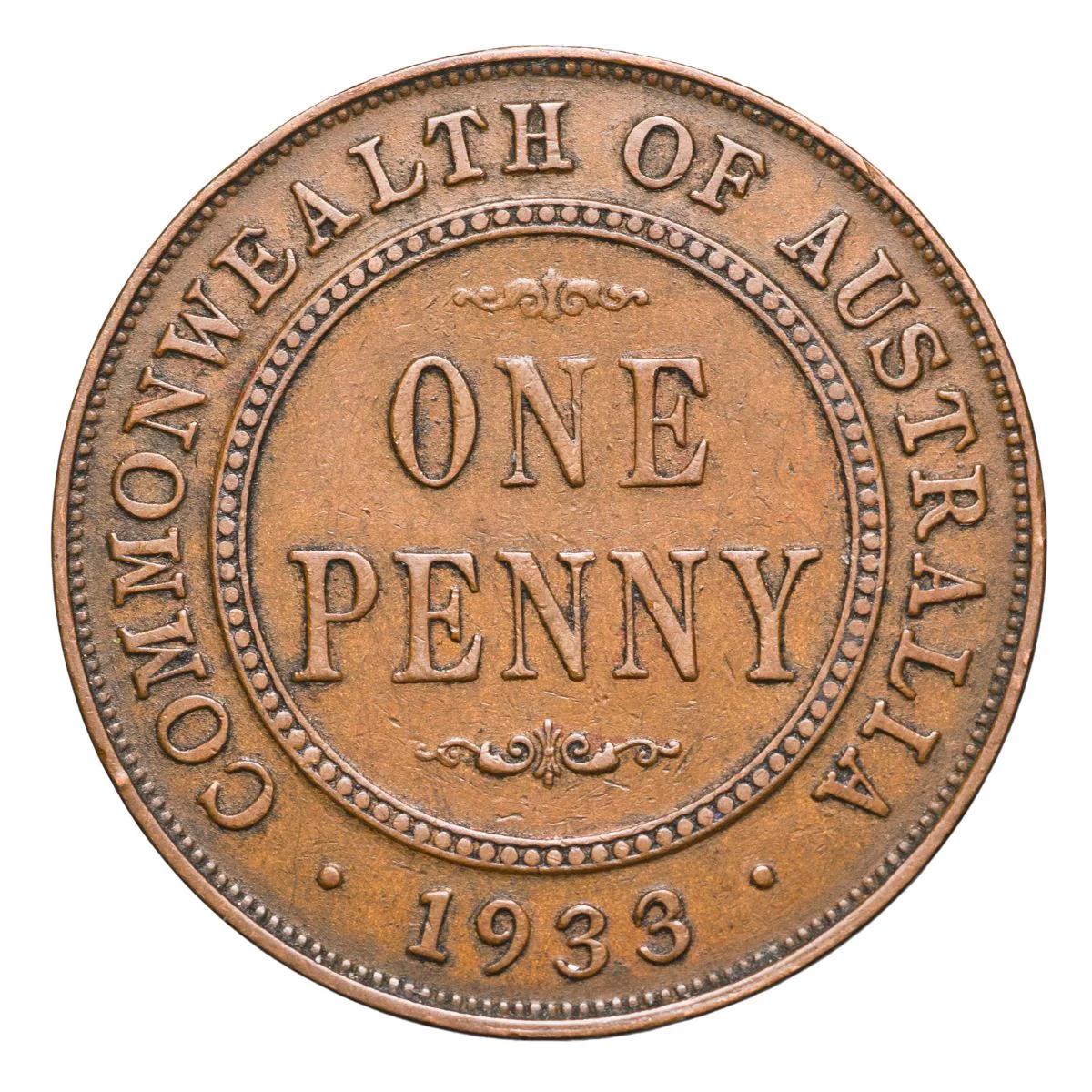 1933/32 Penny Overdate Very Fine