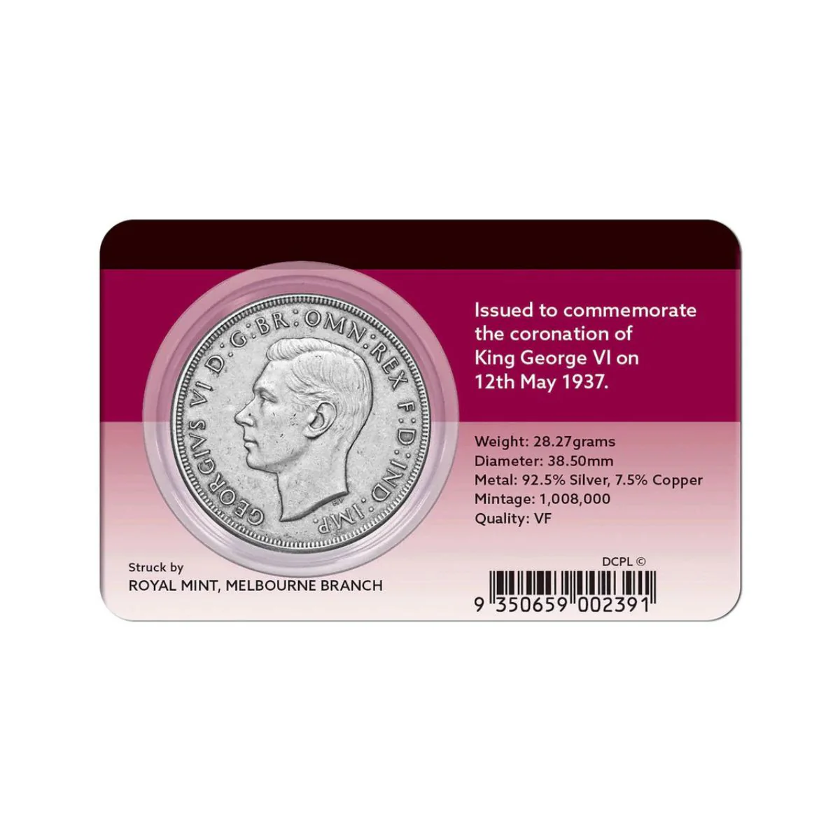 Australia George VI 1937 Crown Very Fine Pack - Image 2
