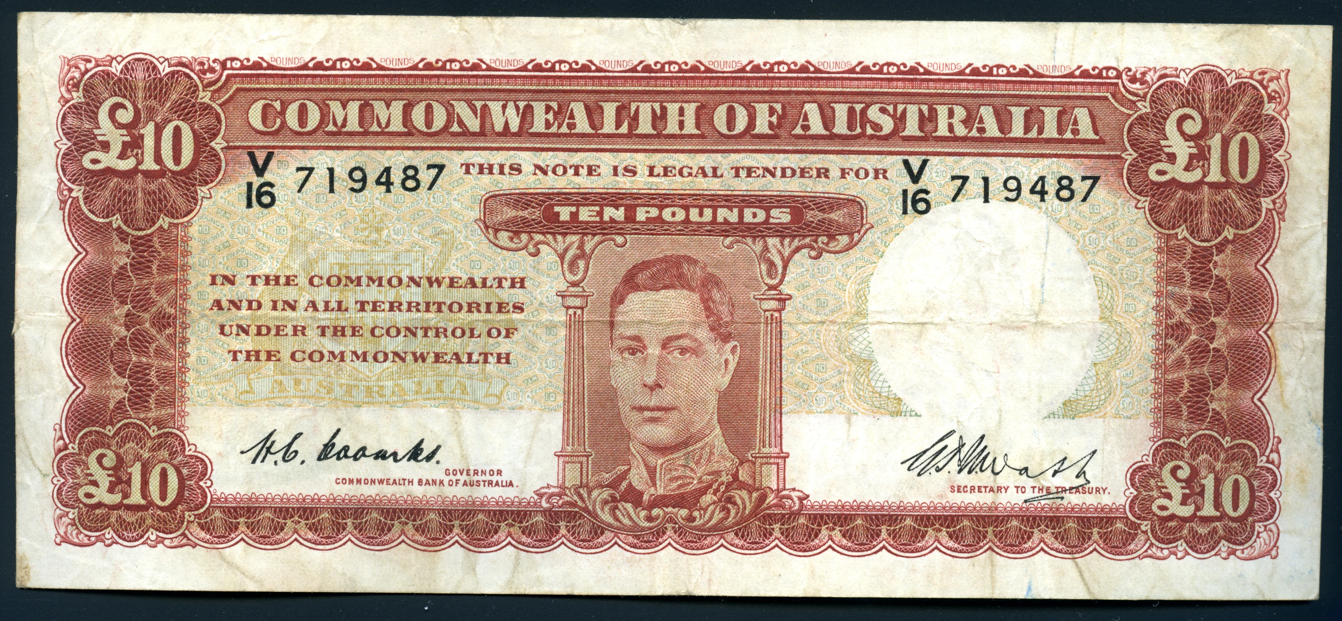 1949 10/-, £1, £5, £10 Coombs/Watt complete signature set of four notes (FINE-VF) - Image 2