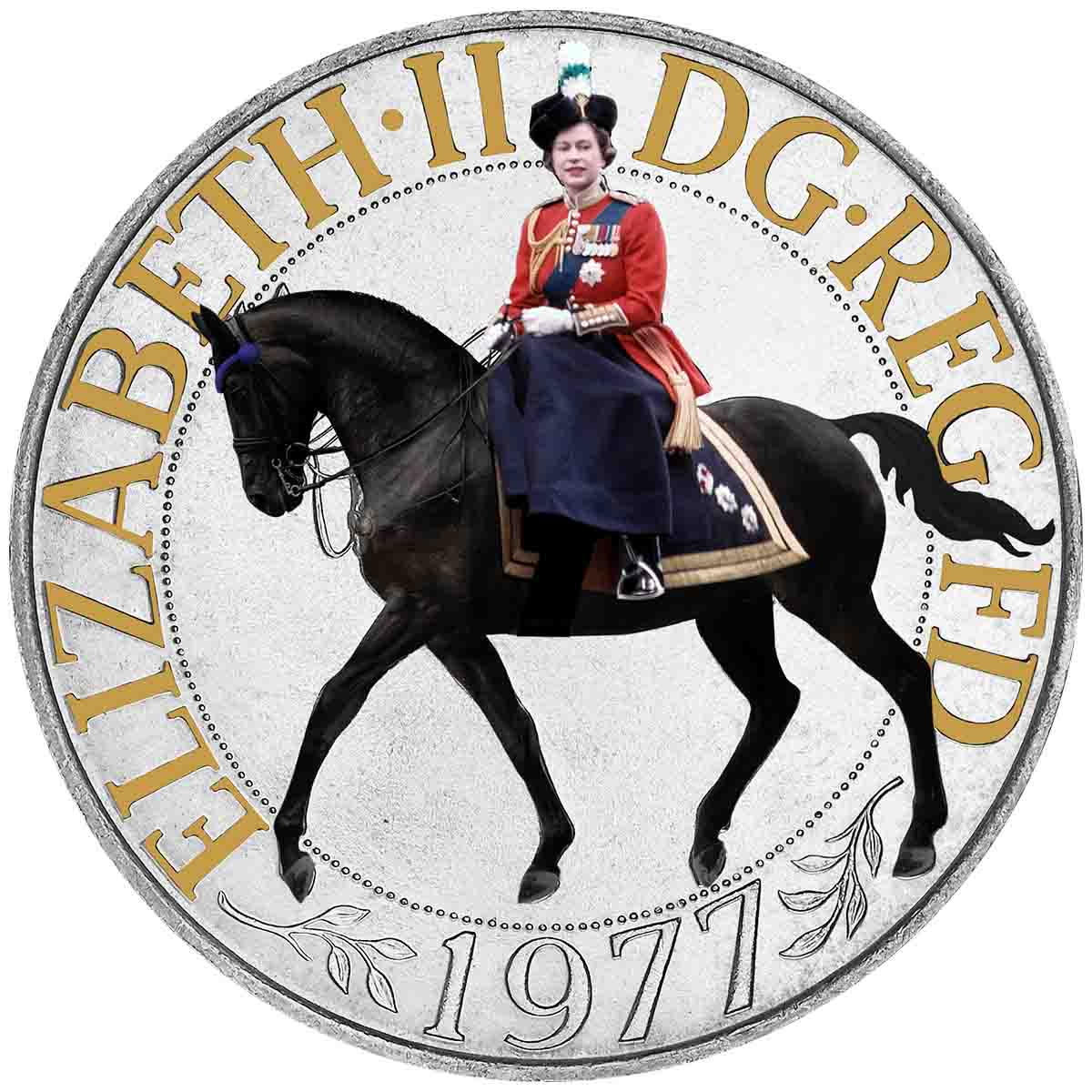 Great Britain Elizabeth II 1977 Silver Jubilee Colour Crown