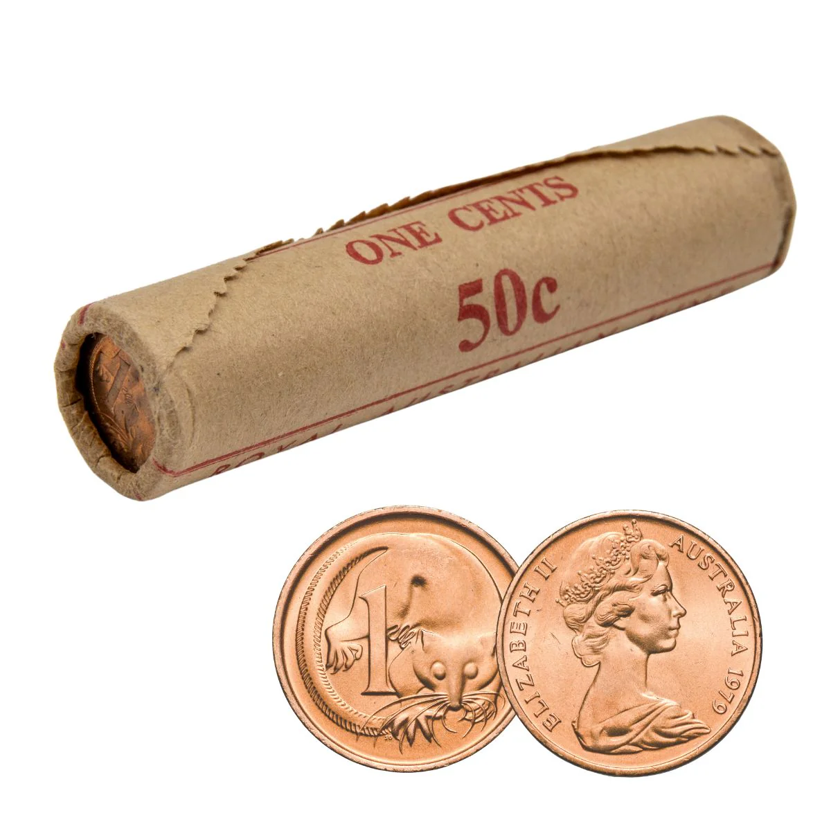Australia 1979 1c Bronze Uncirculated 50-Coin Heads/Tails RAM Mint Roll