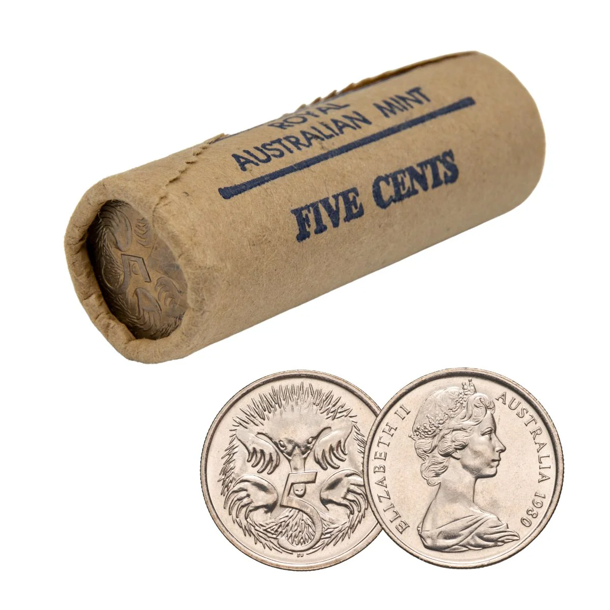 Australia 1980 5c Cupro-Nickel Uncirculated 40-Coin Heads/Tails RAM Mint Roll