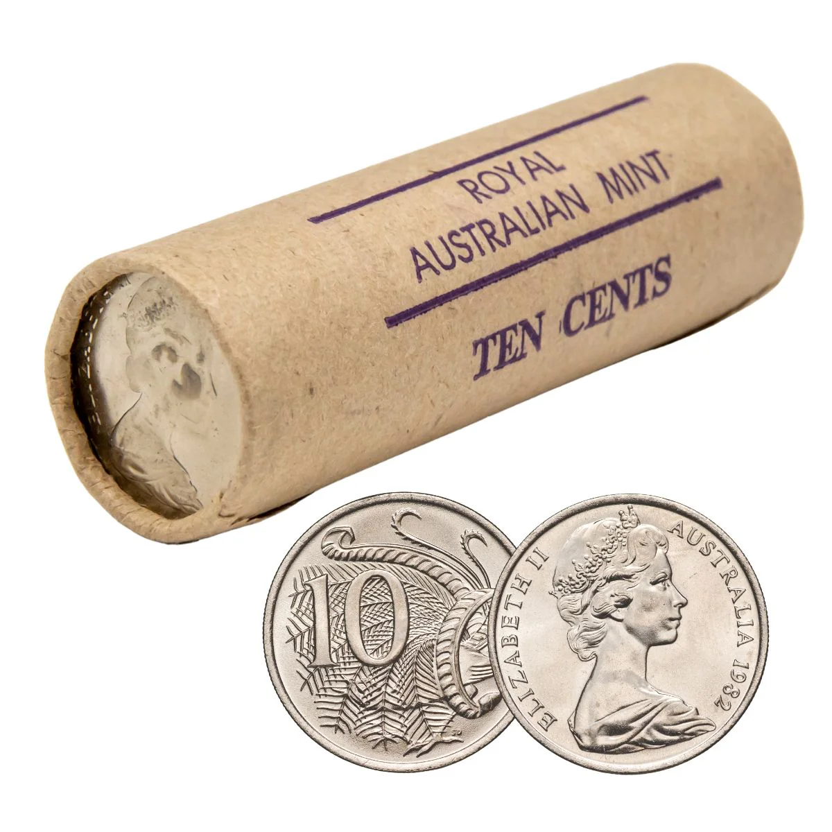 Australia 1982 10c Cupro-Nickel Uncirculated 40-Coin Heads/Tails RAM Mint Roll