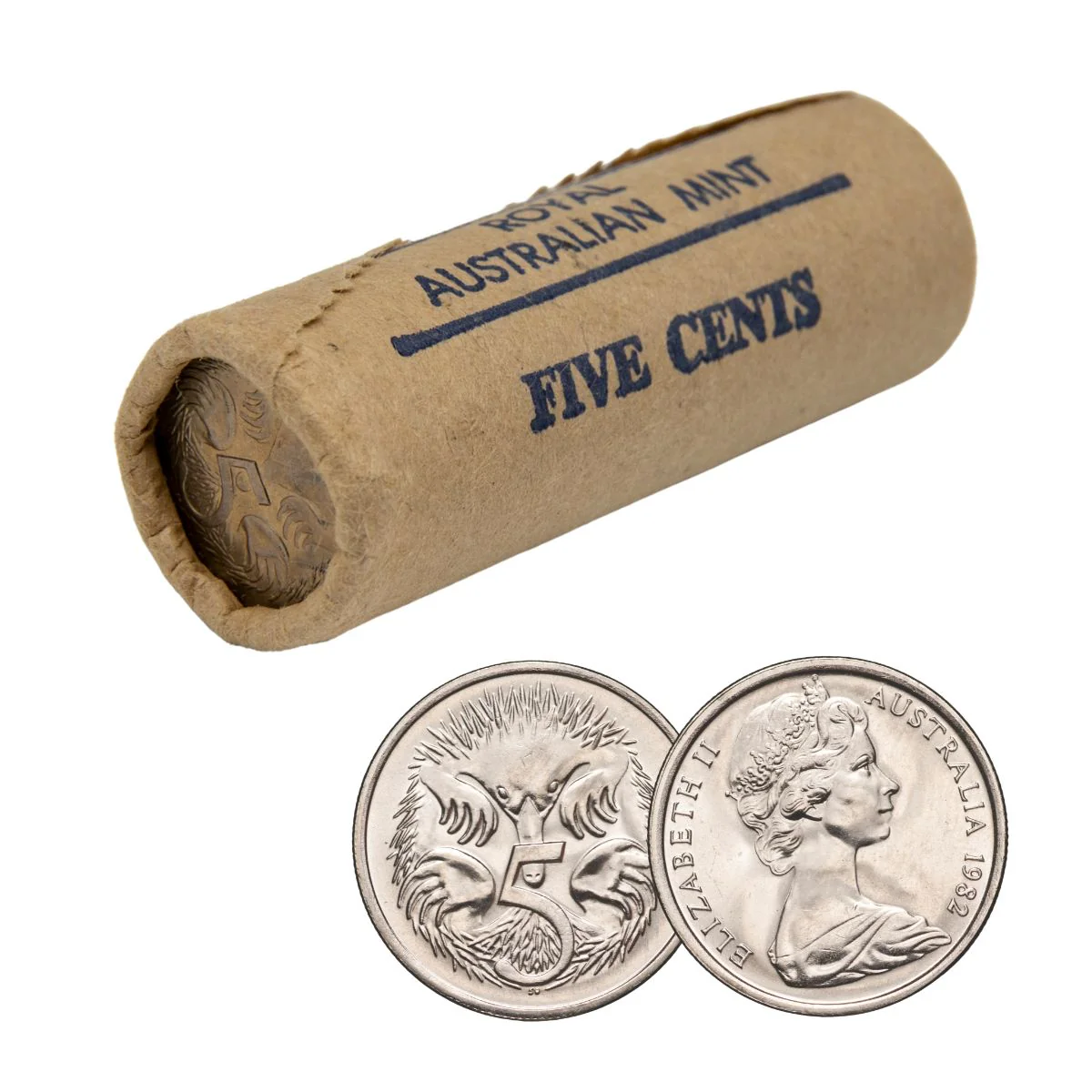 Australia 1982 5c Cupro-Nickel Uncirculated 40-Coin Heads/Tails RAM Mint Roll