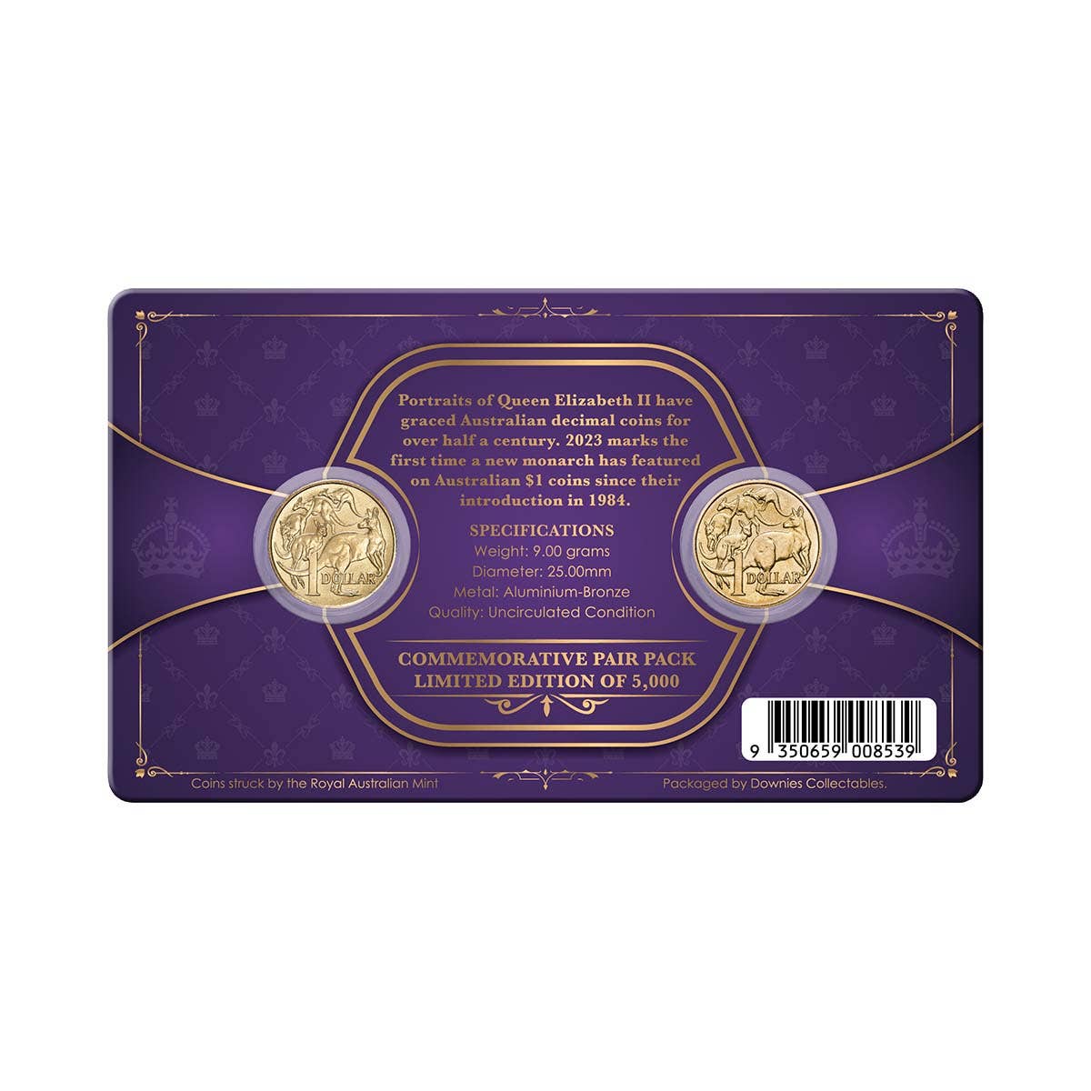 Australia 1984 First Elizabeth II $1 & 2023 First Charles III $1 Aluminium-Bronze Uncirculated Coin Pair - Image 2