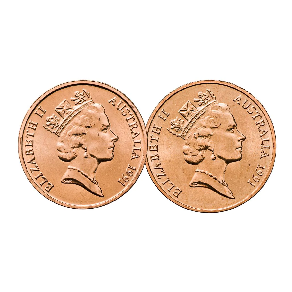 1991 1c & 2c Brilliant Uncirculated Coin Pair - Image 2