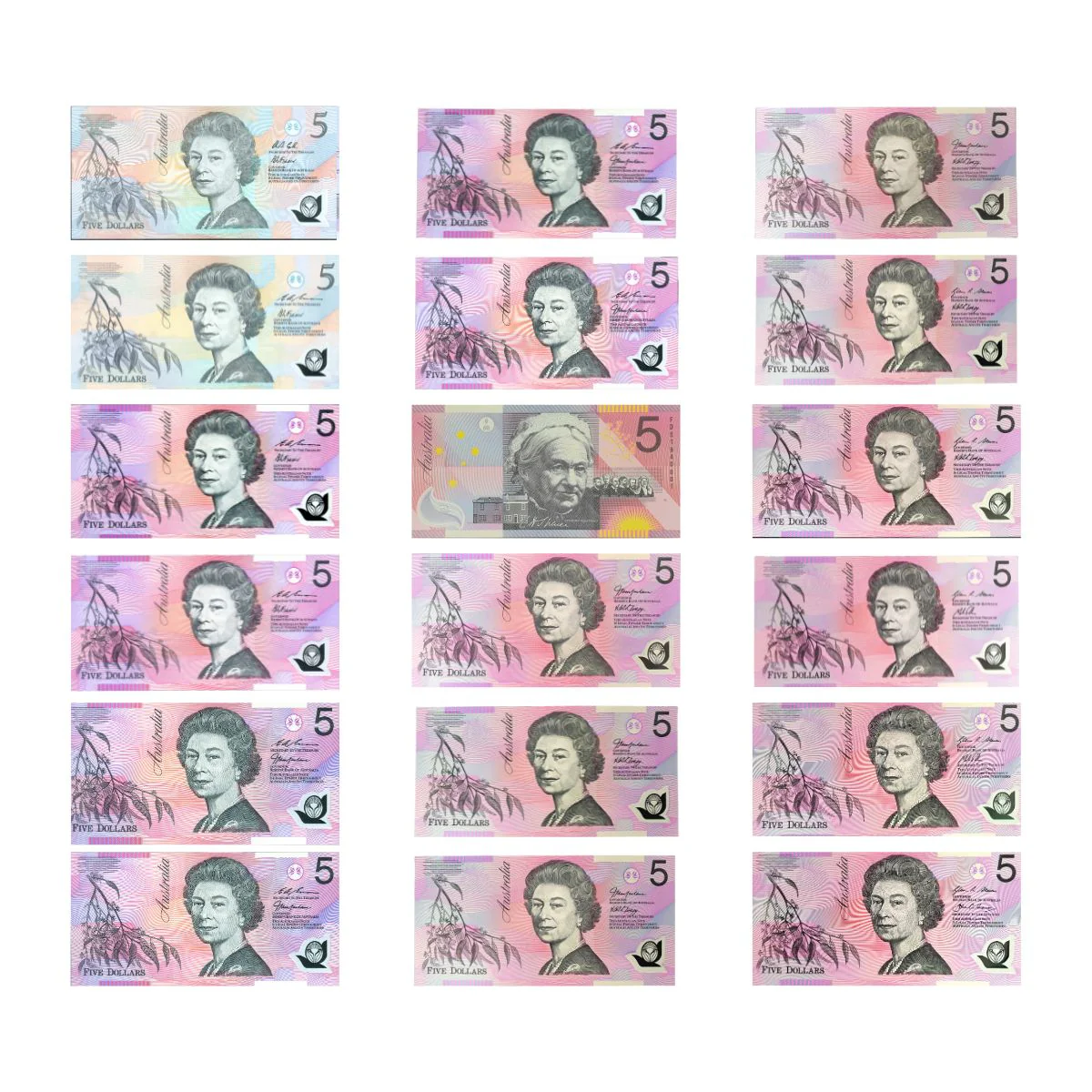 Australia $5 Banknote 1992-2015 Polymer Uncirculated 18-Note Collection - Image 2