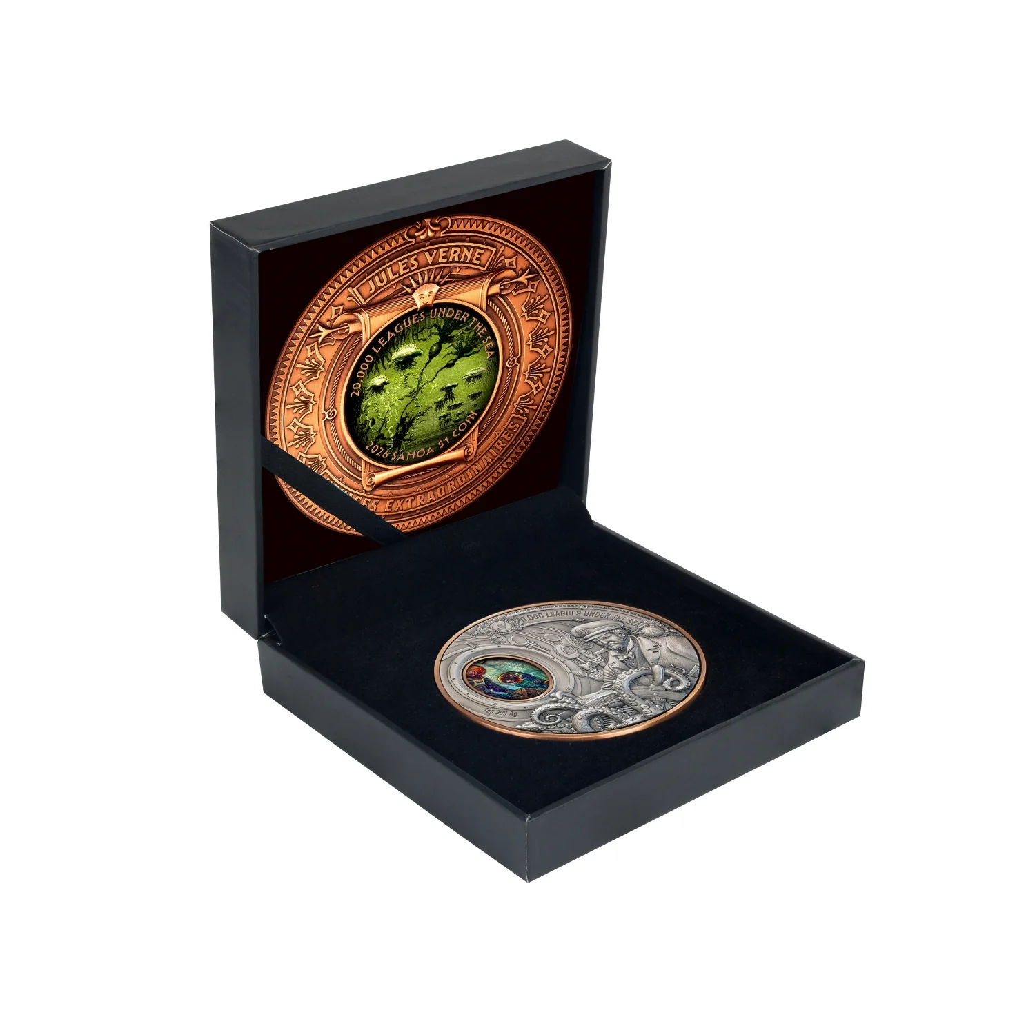 20,000 Leagues under the Sea 2026 $1 High Relief Rotating Silver & Copper Bimetal Antique Coin - Image 4