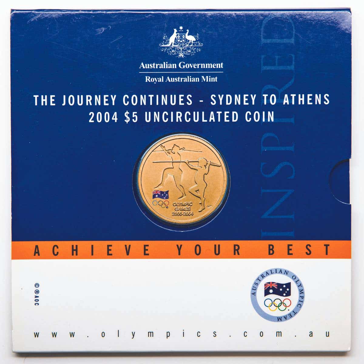 2004 $5 Sydney to Athens Al-Br Uncirculated Coin - Image 3