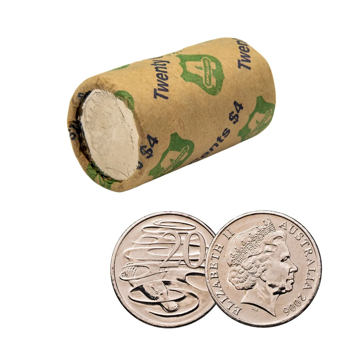 Australia 2006 20c Cupro-Nickel Uncirculated 20-Coin Heads/Tails Mint Roll