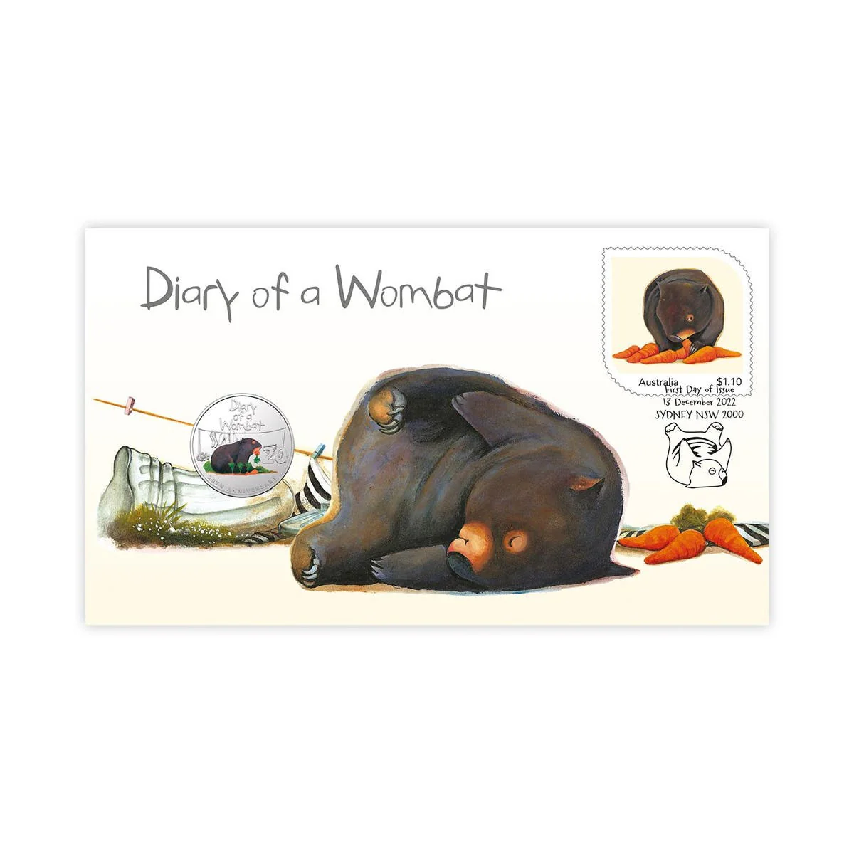 2022 20c Diary of a Wombat Stamp and Coin Cover