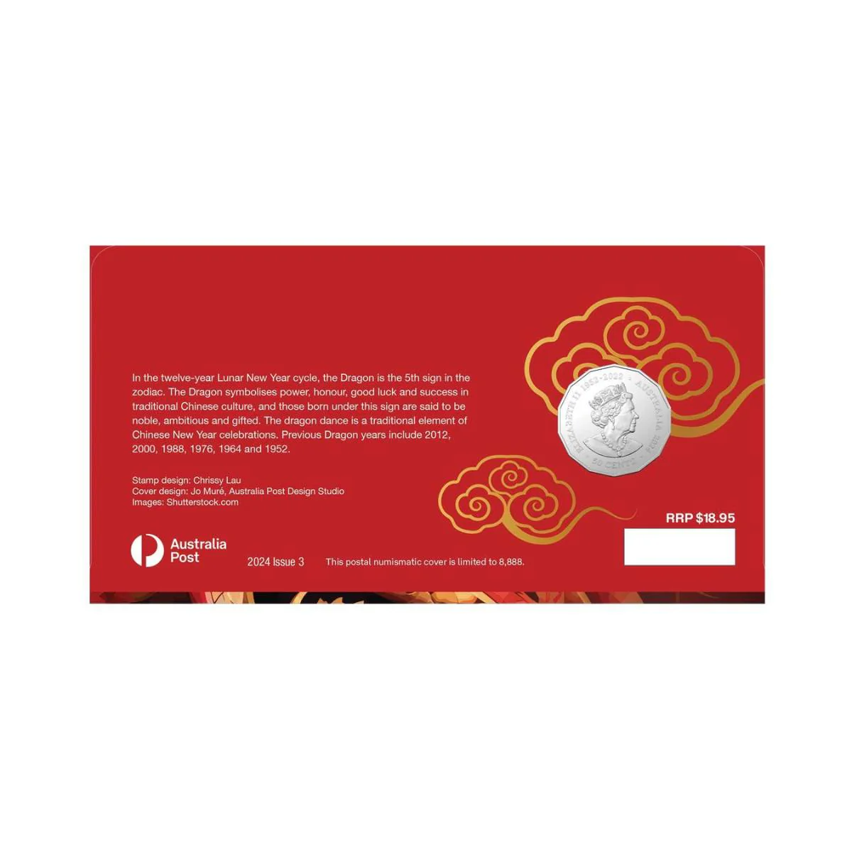 Year of the Dragon 2024 50c Tetradecagon Stamp & Coin Cover - Image 2