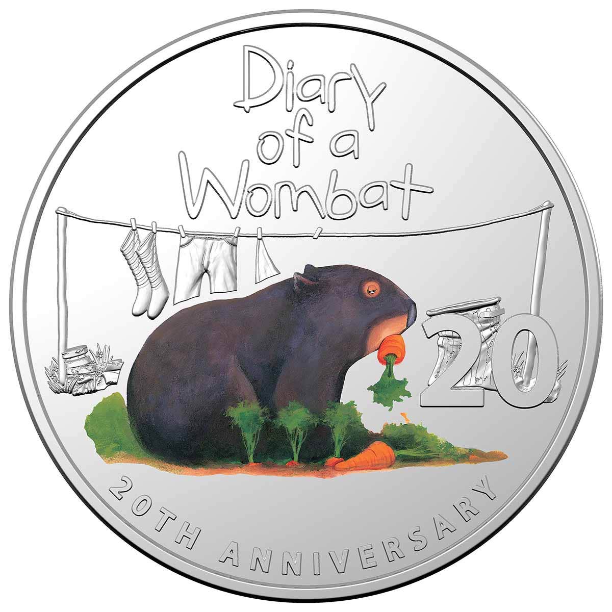 Australia Diary of a Wombat 20th Anniversary 2022 20c Colour Cupro-Nickel Uncirculated Coin - Image 2