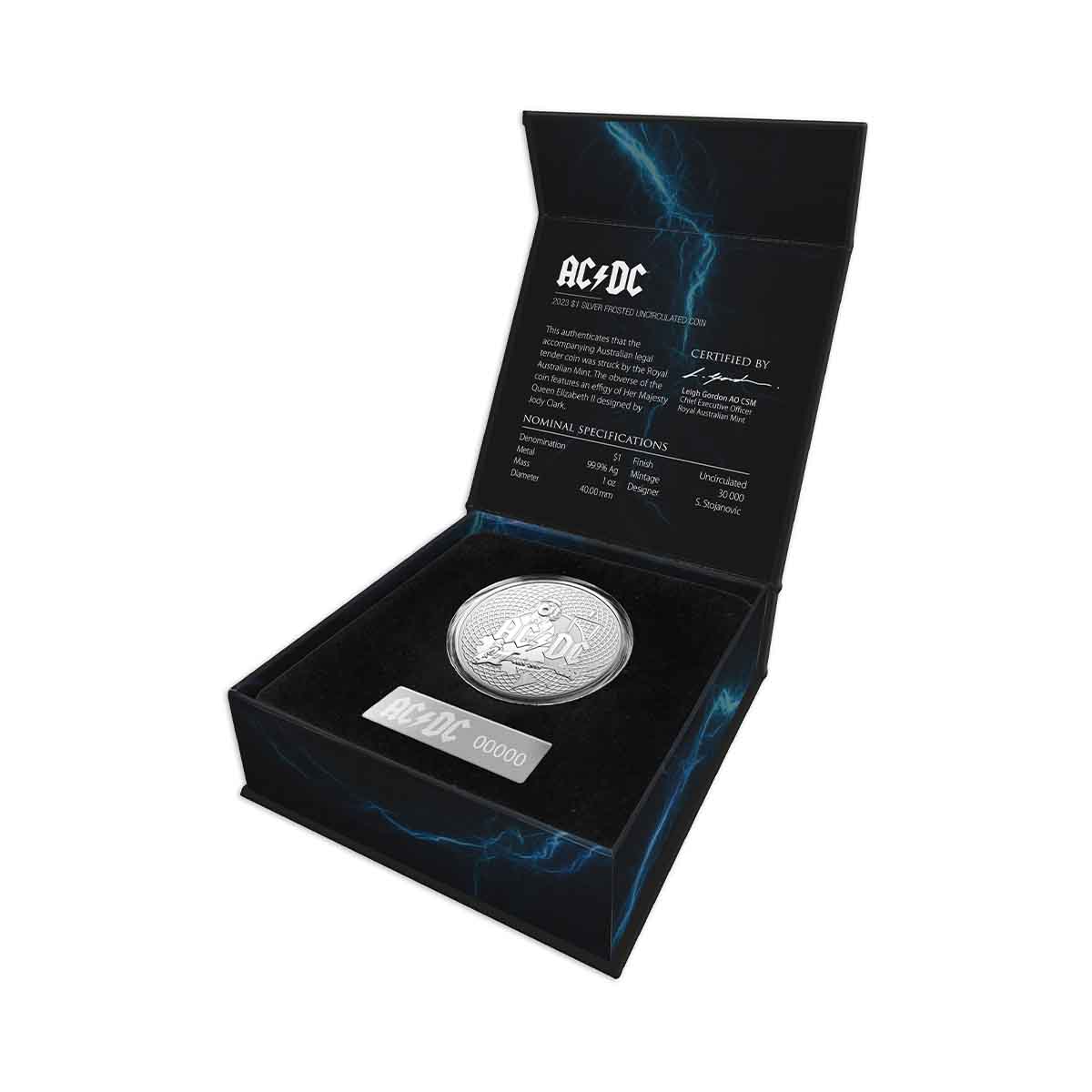Australia AC/DC 2023 $1 1oz Silver Frosted Uncirculated Coin - Image 3