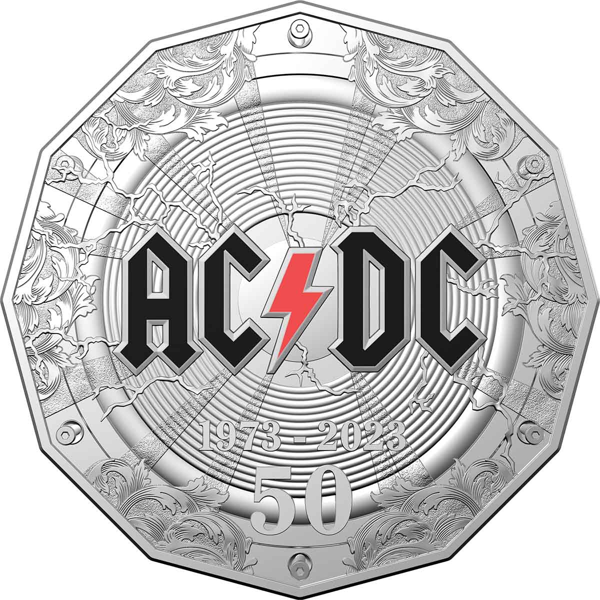 AC/DC 2023 50c 50th Anniversary Colour Cu-Ni Uncirculated Coin - Image 2