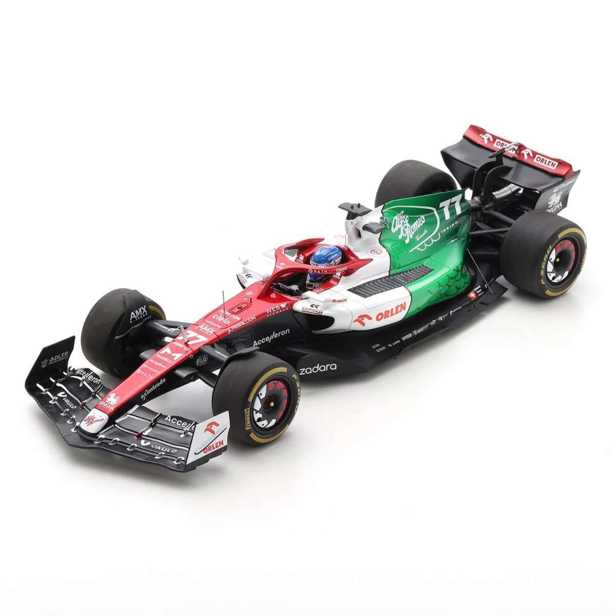 Alfa Romeo F1 Team ORLEN C42 No.77 Alfa Romeo F1 Team ORLEN - Azerbaijan GP 2022 - Valtteri Bottas. With Acrylic Cover - 1:18 Scale Resin Model Car