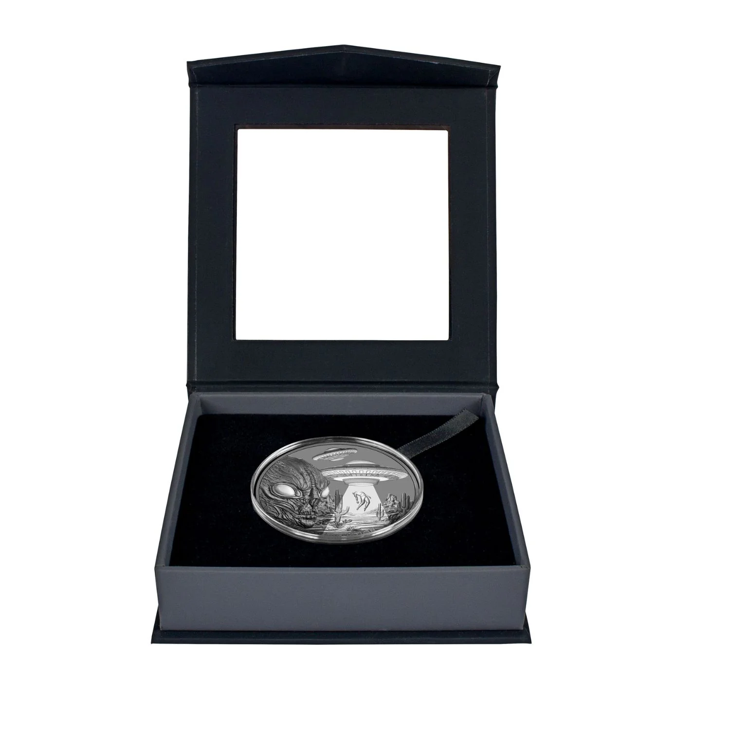 Alien Abduction 2025 $1 1oz Silver Black Proof Coin - Image 3