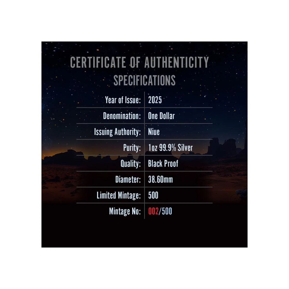 Alien Abduction 2025 $1 1oz Silver Black Proof Coin - Image 5