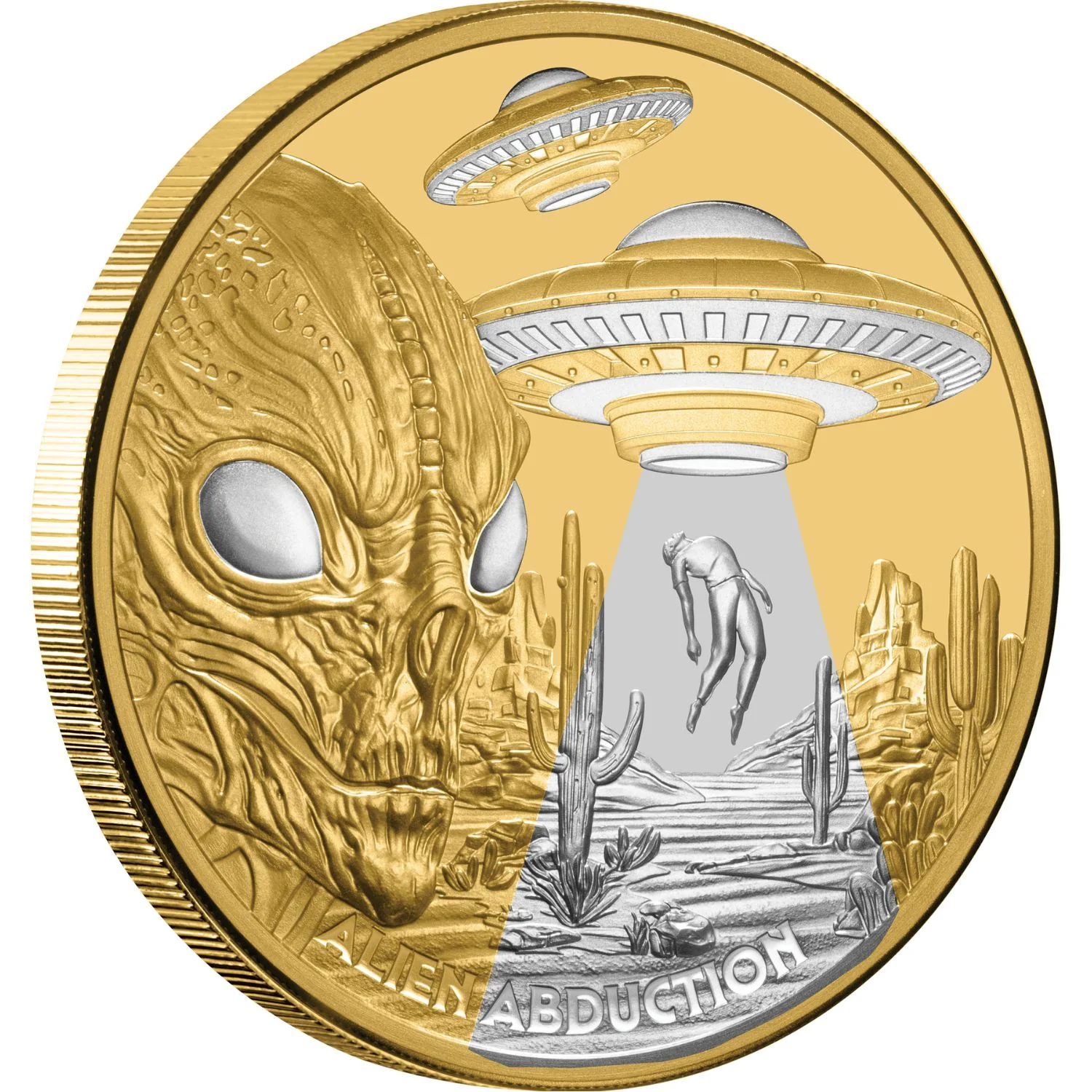 Alien Abduction 2025 $100 Platinum-plated 1oz Gold Proof Coin