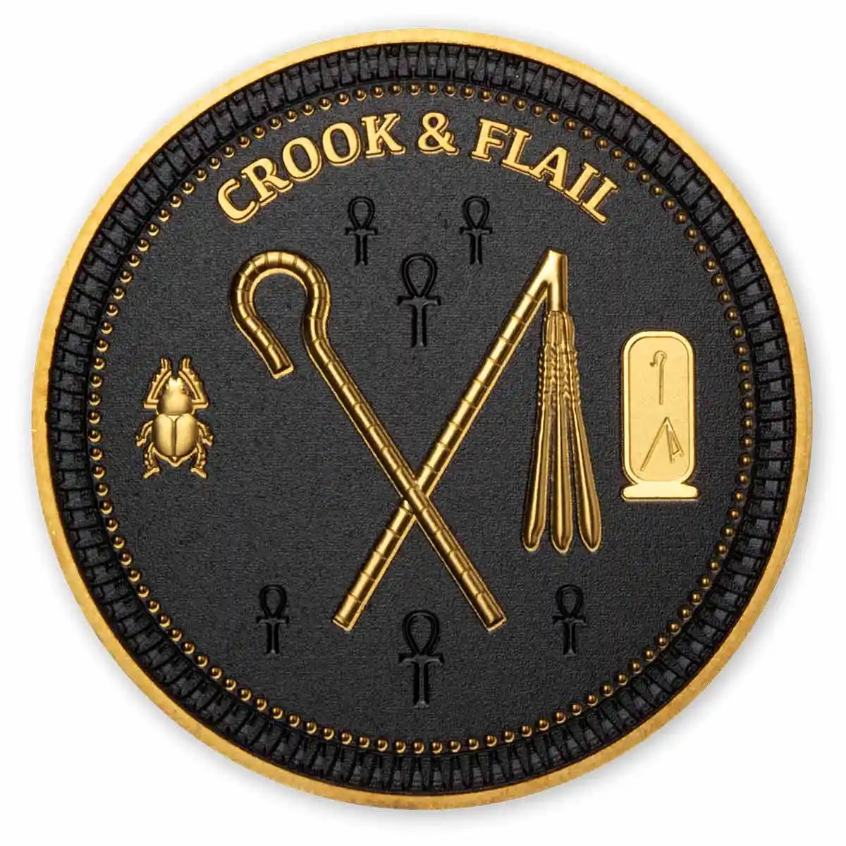 Ancient Egypt Black 2022 $1/2 Crook and Flail Gold-plated Coin